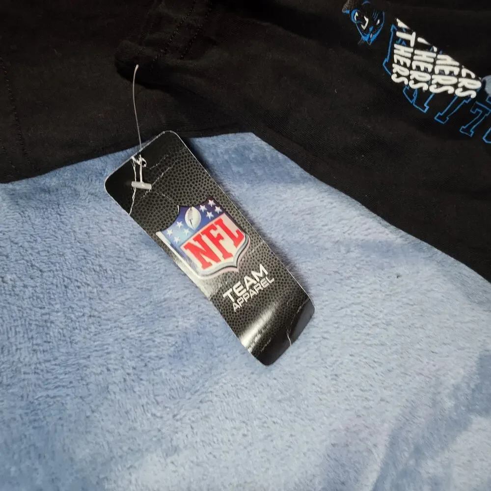 Carolina Panthers NFL Youth L 7 Long Sleeve Shirt Black Graphic NWT